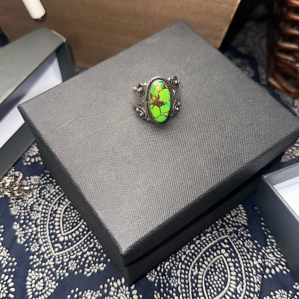 YS India Sterling Silver Green 925 Turquoise Ring